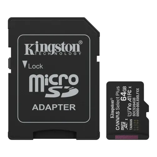 Kingston Canvas Select Plus 64GB UHS-I microSDXC Memory Card With SD Adapter